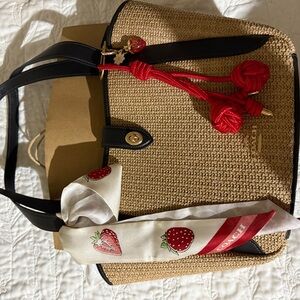 Coach Tan and Black Tote Bag with Structured Design